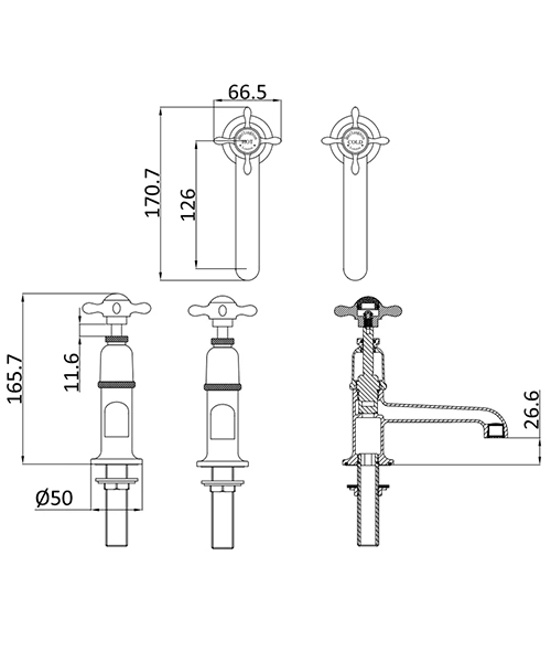 Additional image of Burlington Guild Deck Mounted Pair Of Basin Taps