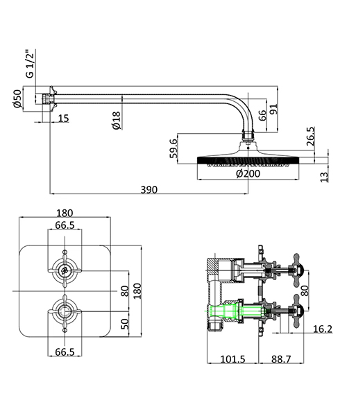 Technical drawing 71744 / GUSHOWERPACKSQ2C