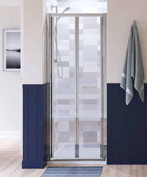 Lakes Classic Bi-Fold Door Semi-Frameless - Silver - W 900 x H 1850mm