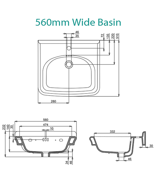 Alternate image of Burlington Guild Floorstanding Traditional Open Shelf Vanity With Basin And Handles