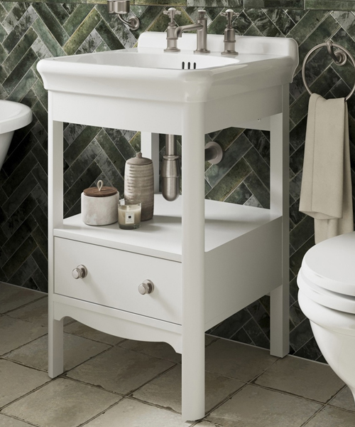 Alternate image of Burlington Guild Floorstanding Traditional Open Shelf Vanity With Basin And Handles