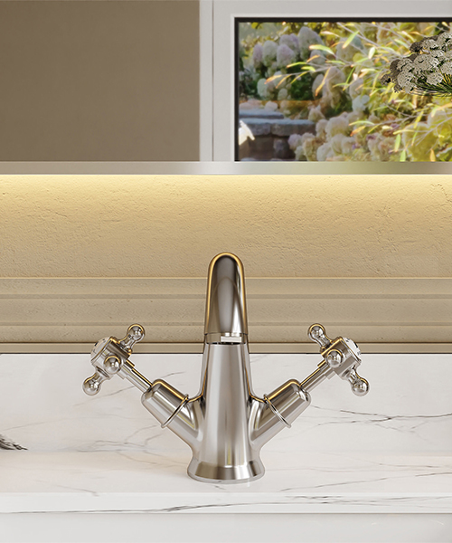 Alternate image of Hudson Reed Topaz Dual Handle Mono Basin Mixer Tap With Pop-Up Waste