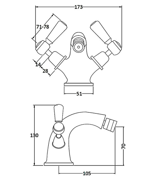 Additional image of Hudson Reed Topaz Mono Bidet Mixer Tap With Pop-Up Waste