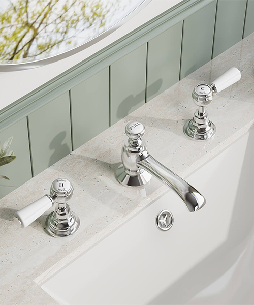Alternate image of Hudson Reed Topaz 3-Hole Deck Mounted Basin Mixer Tap With Pop Up Waste