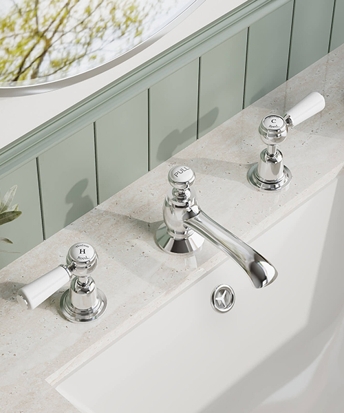 Alternate image of Hudson Reed Topaz 3-Hole Deck Mounted Basin Mixer Tap With Pop Up Waste