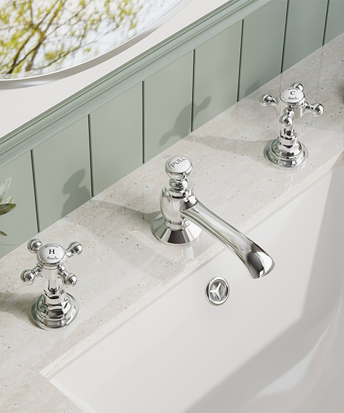 Alternate image of Hudson Reed Topaz 3 Hole Basin Mixer Tap With Pop Up Waste