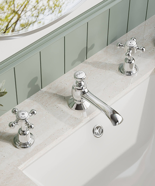 Alternate image of Hudson Reed Topaz 3 Hole Basin Mixer Tap With Pop Up Waste