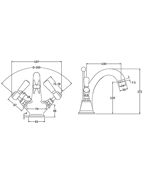 Additional image of Hudson Reed Topaz Deck Mounted Mono Basin Mixer Tap With Pop-Up Waste