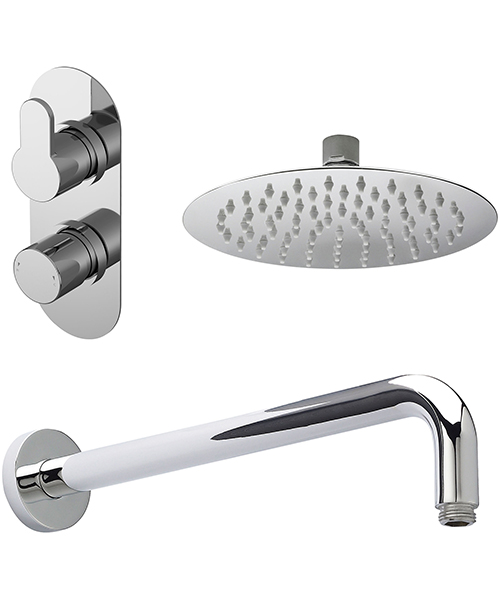 Nuie Arvan Wall Mounted Dual Control Thermostatic Shower Valve With Fixed Head