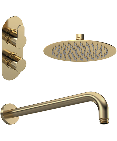 Additional image of Nuie Arvan Wall Mounted Dual Control Thermostatic Shower Valve With Fixed Head