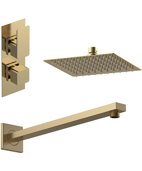 Additional image of Nuie Windon Square Thermostatic Shower Valve With Fixed Head And Wall Arm