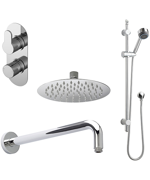 Nuie Arvan Chrome Thermostatic Valve With Fixed Head And Slider Rail Kit