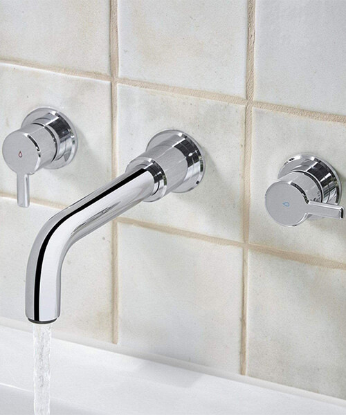Bristan Altum 3 Hole Wall Mounted Bath Filler Tap with Long Spout