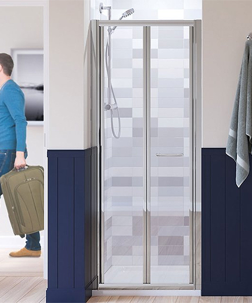 Lakes Classic Bi-Fold Door Semi-Frameless - Silver Frame - W 1000 x H 1850mm