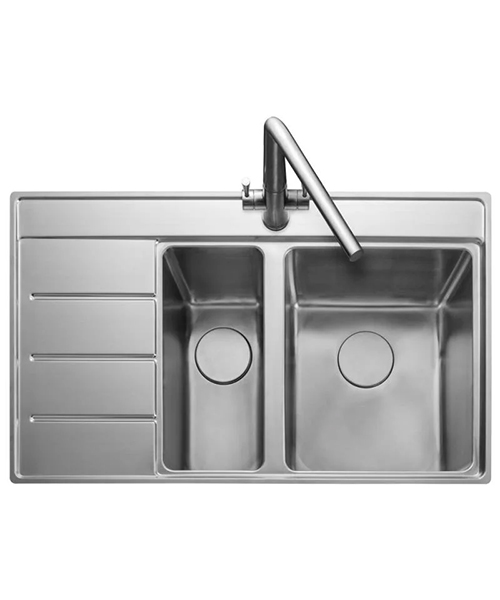 Rangemaster Boston 1.5 Bowl Inset Stainless Steel Kitchen Sink 860 x 520mm