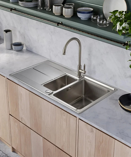 Rangemaster Arlington 1.5 Bowl Inset Stainless Steel Kitchen Sink With Drainer