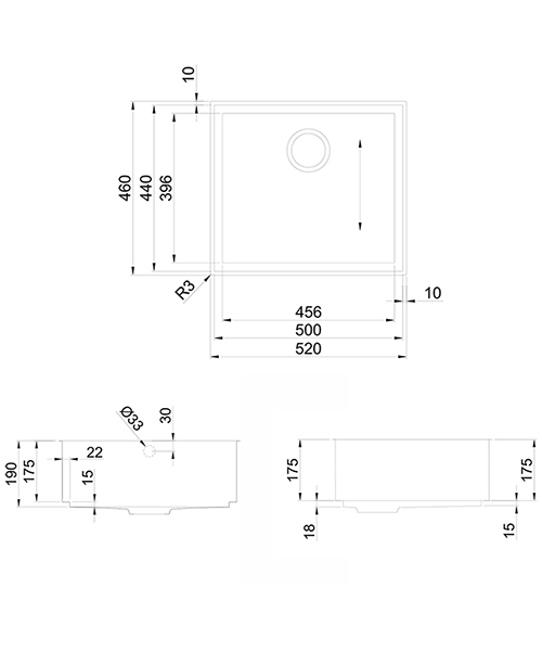 Alternate image of Rangemaster Base-Line Undermount Stainless Steel 1 Bowl Kitchen Sink
