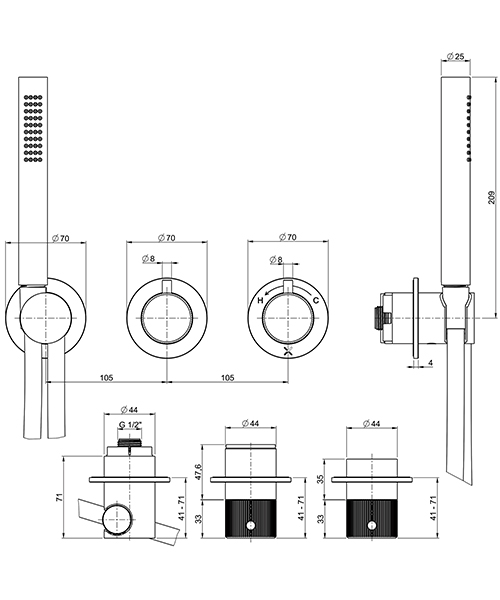 Technical drawing 75061 / TSMOD1701TRIMF