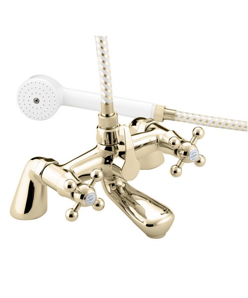 Bristan Regency Gold Plated Pillar Bath Shower Mixer Tap With Kit