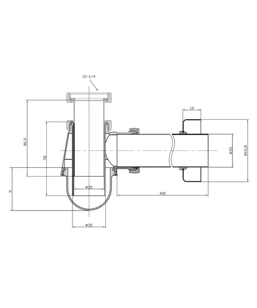 Crosswater Standard Small Bottle Trap With Pipe